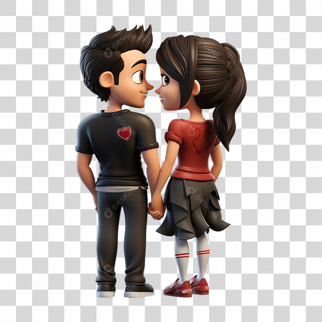 3D Valentine's Couple Transparent PNG Element