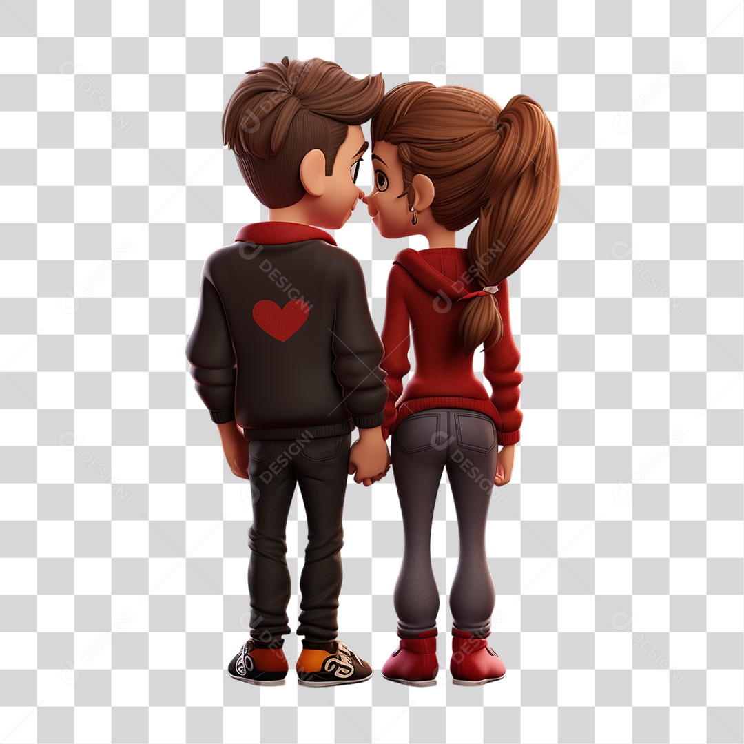 Elemento 3D Casal de Namorados PNG Transparente