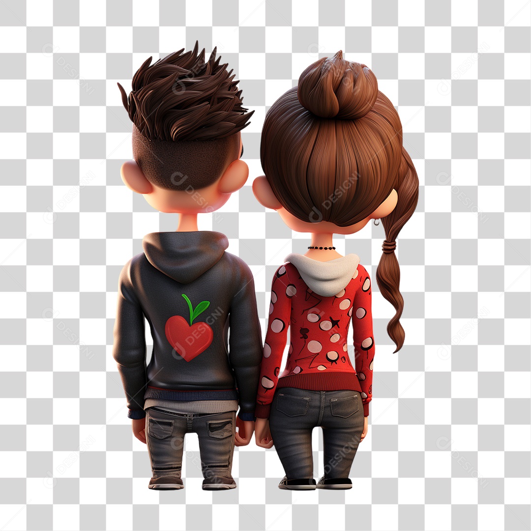 Elemento 3D Casal de Namorados PNG Transparente
