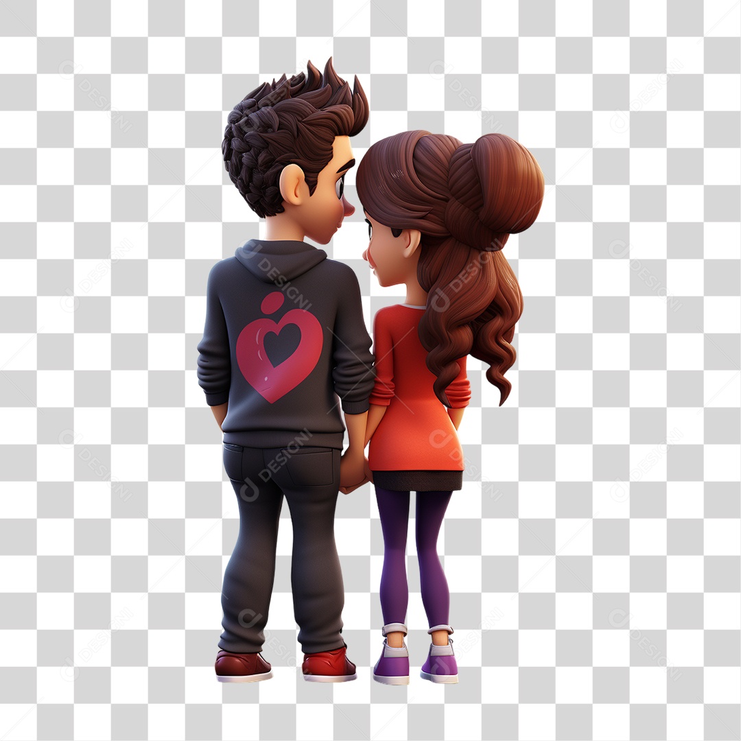 Elemento 3D Casal de Namorados PNG Transparente