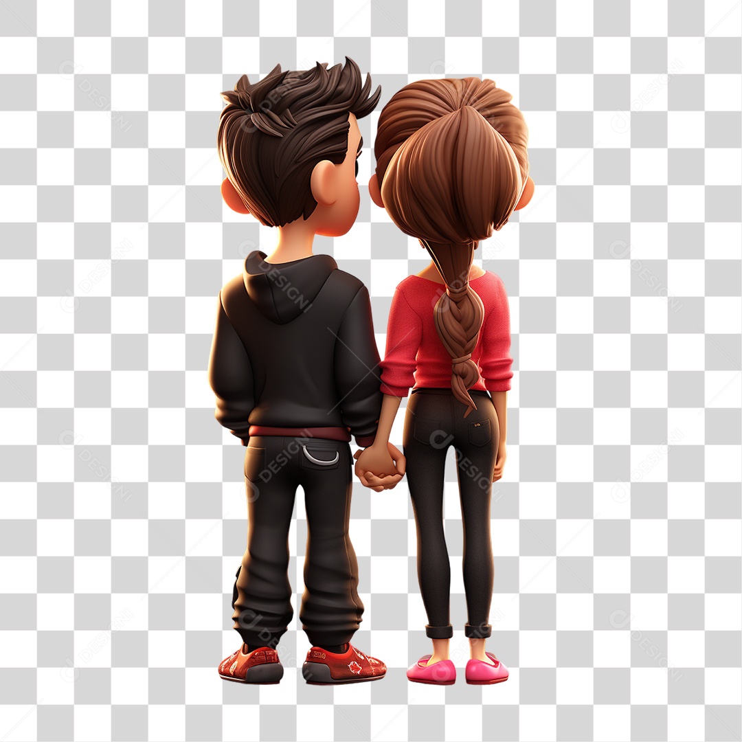Elemento 3D Casal de Namorados PNG Transparente