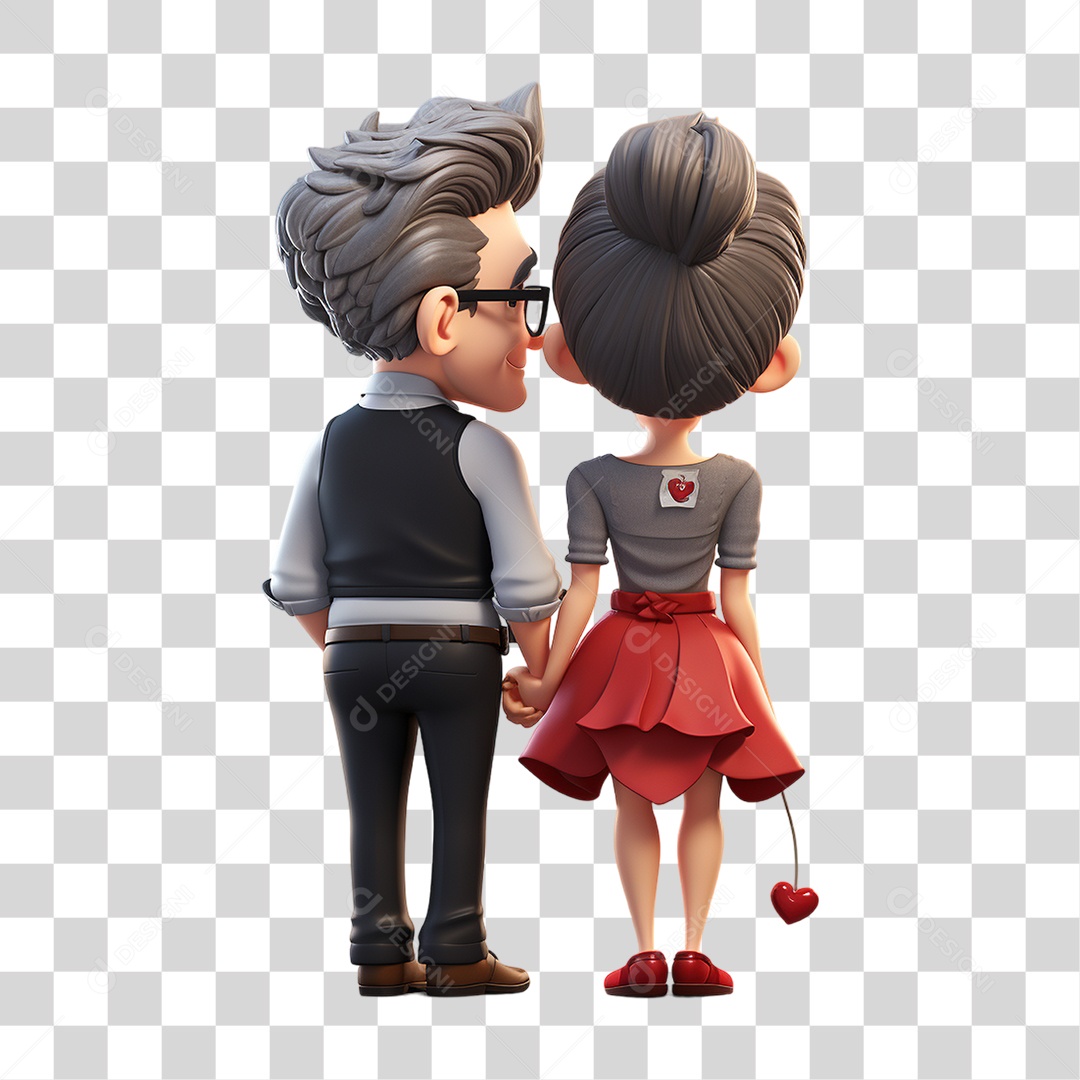 Elemento 3D Casal de Namorados PNG Transparente