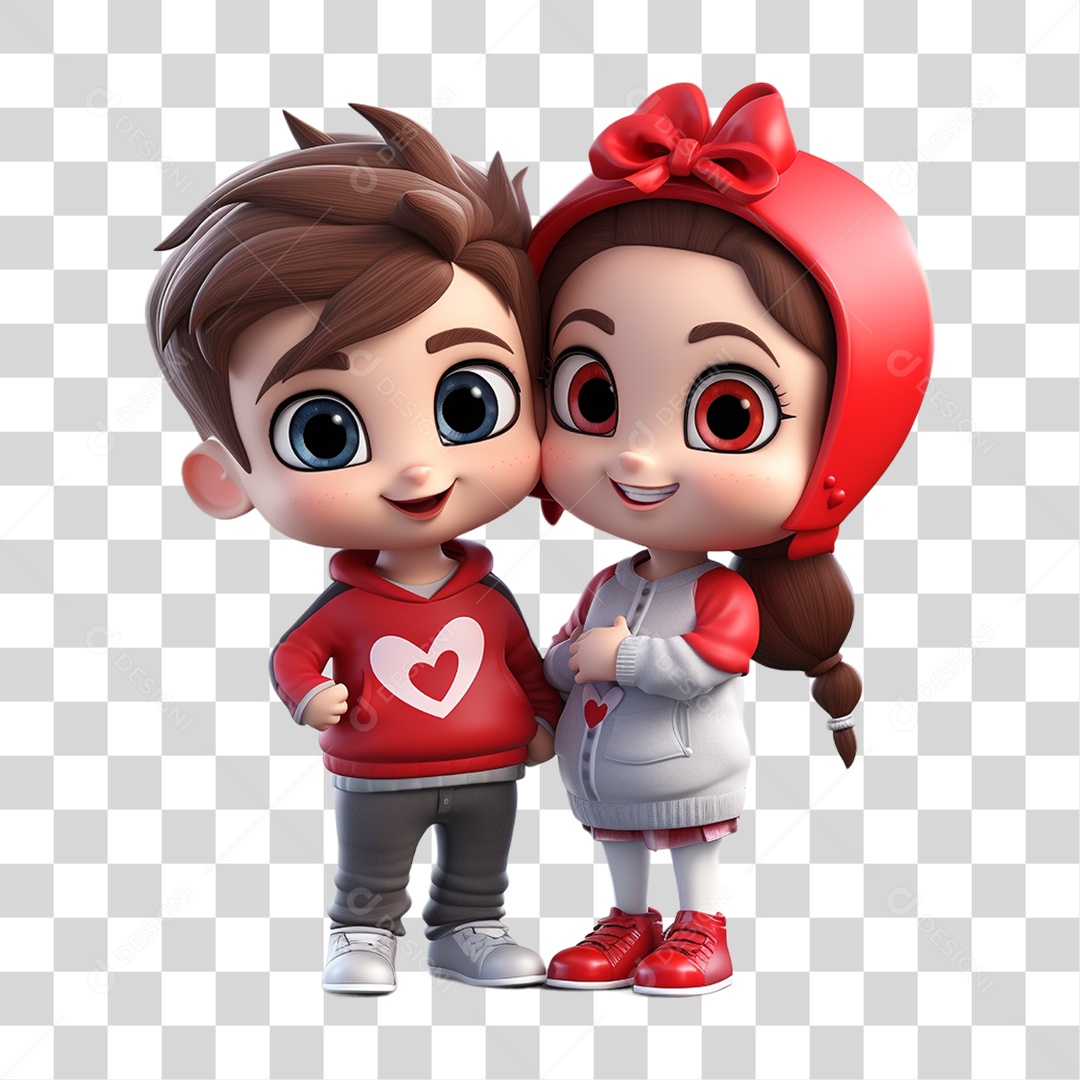 Elemento 3D Casal de Namorados PNG Transparente