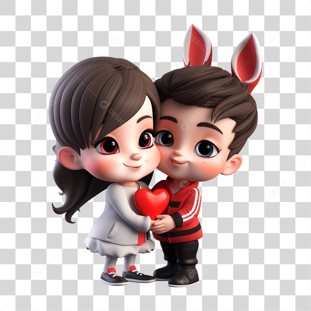 Elemento 3D Casal de Namorados PNG Transparente