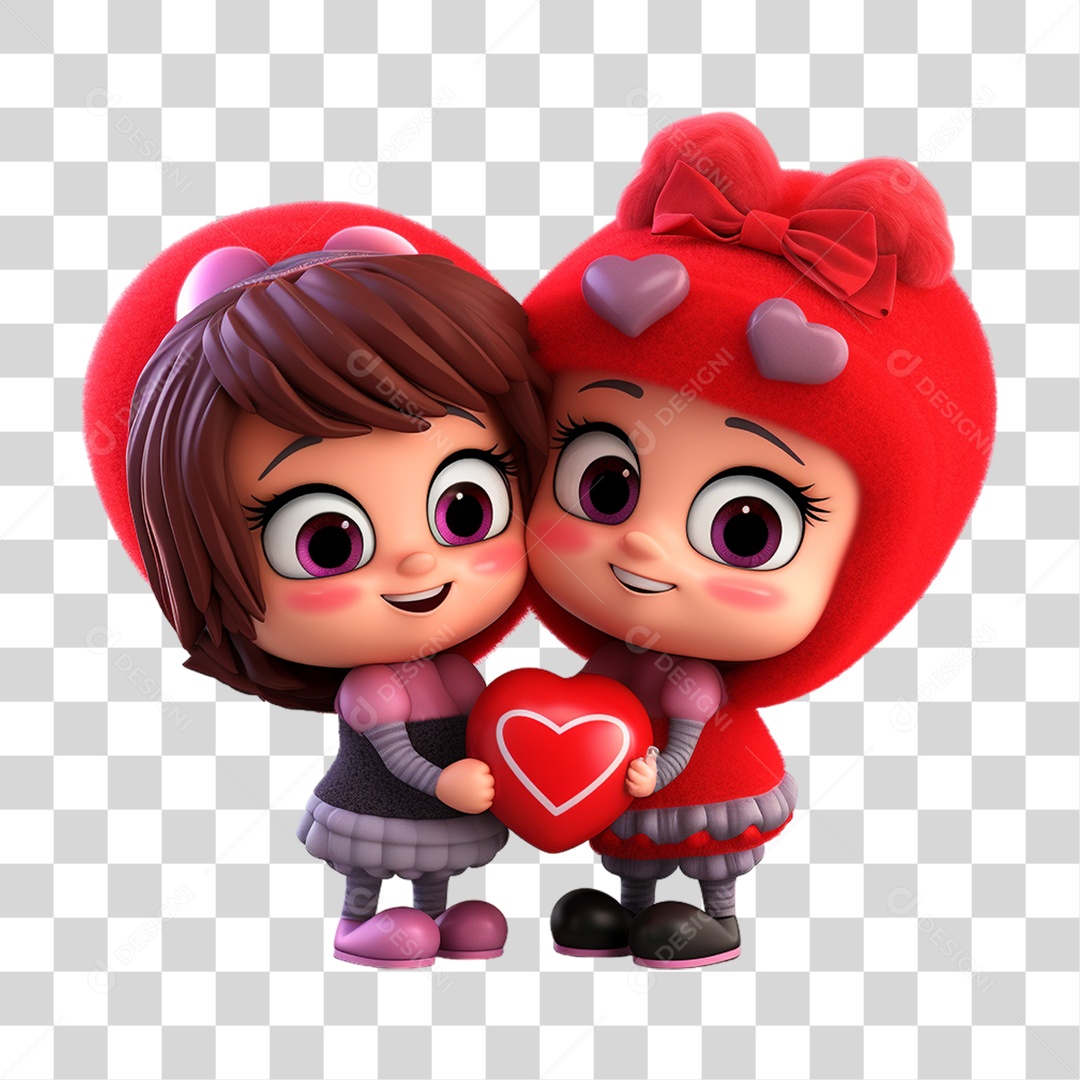 Elemento 3D Casal de Namorados PNG Transparente