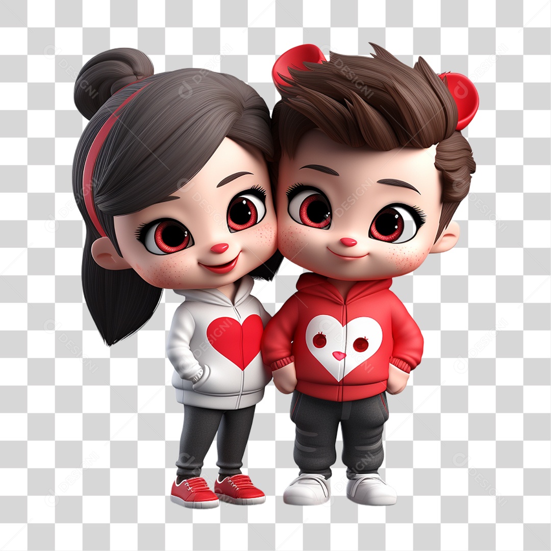 Elemento 3D Casal de Namorados PNG Transparente