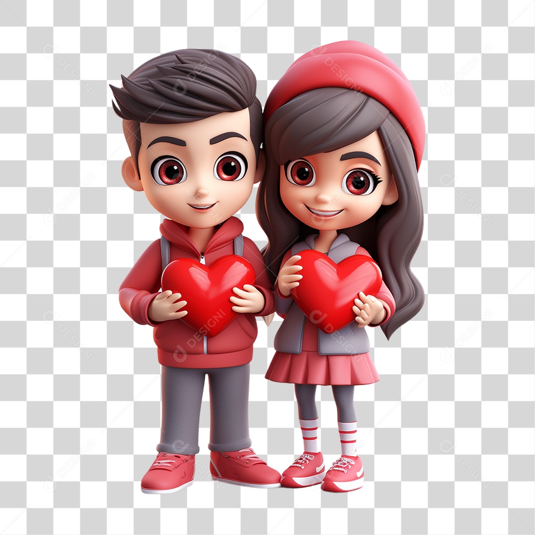 Elemento 3D Casal de Namorados PNG Transparente
