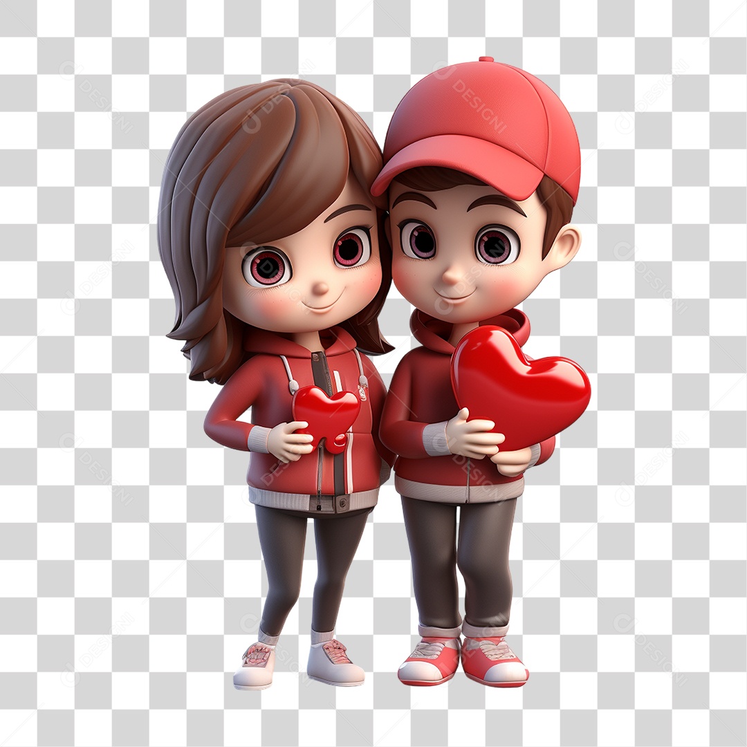 Elemento 3D Casal de Namorados PNG Transparente