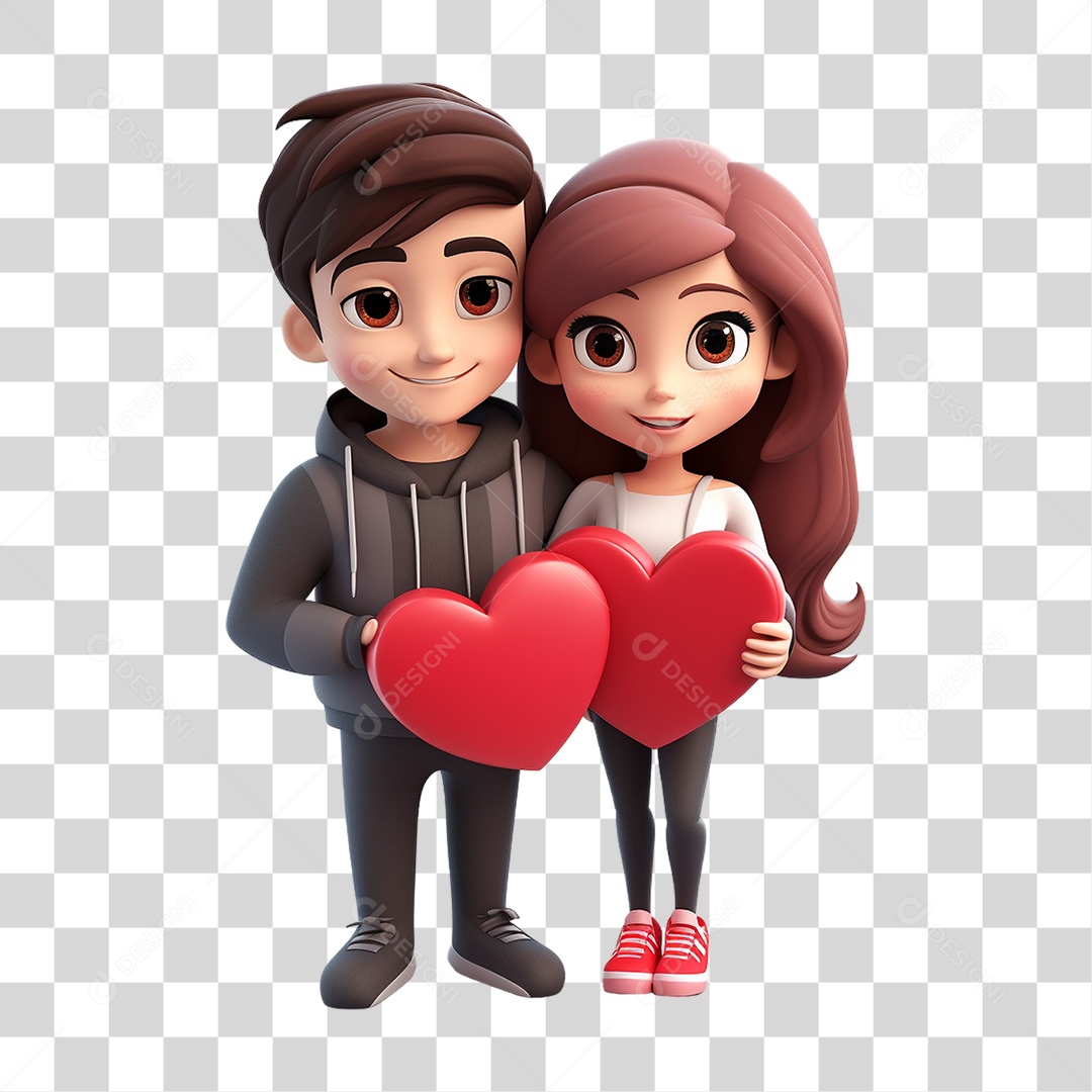 Elemento 3D Casal de Namorados PNG Transparente