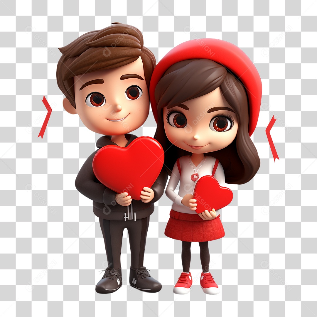 Elemento 3D Casal de Noivos PNG Transparente