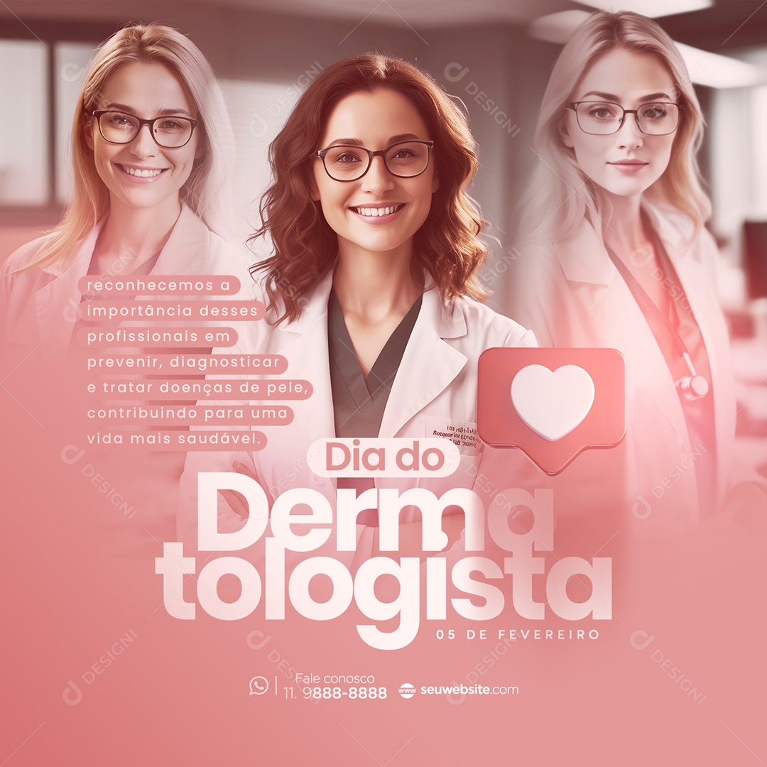 Dia do Dermatologista 05 de Fevereiro Social Media PSD Editável