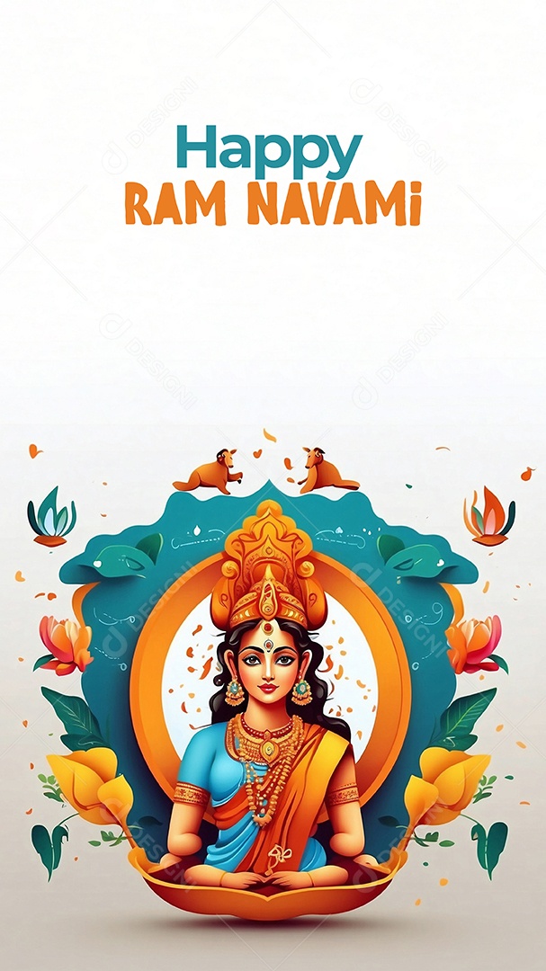 Plano de fundo do modelo ram navami para mídias sociais texto espacial IA generativa