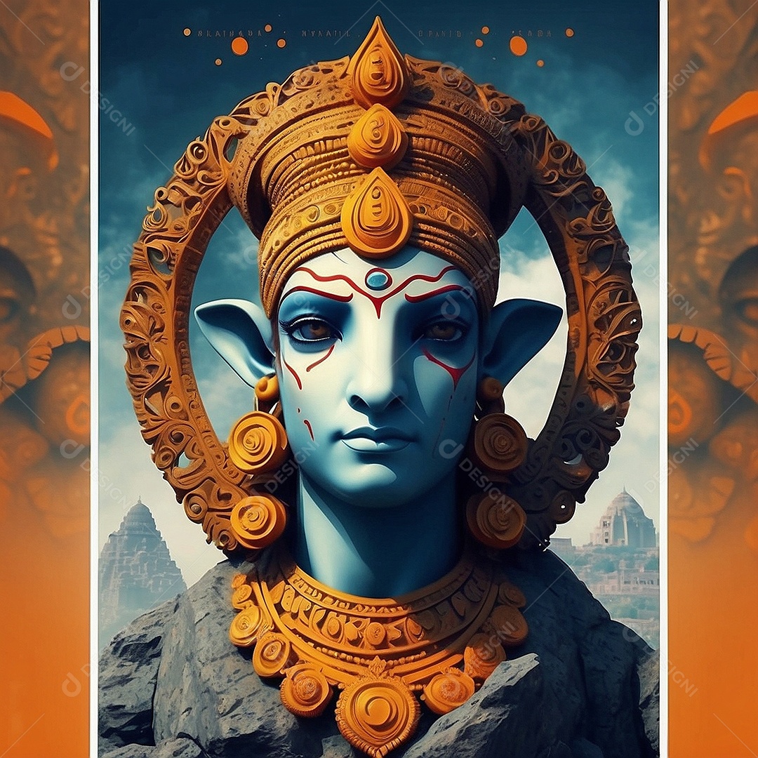 Plano de fundo do modelo ram navami para mídias sociais texto espacial IA generativa