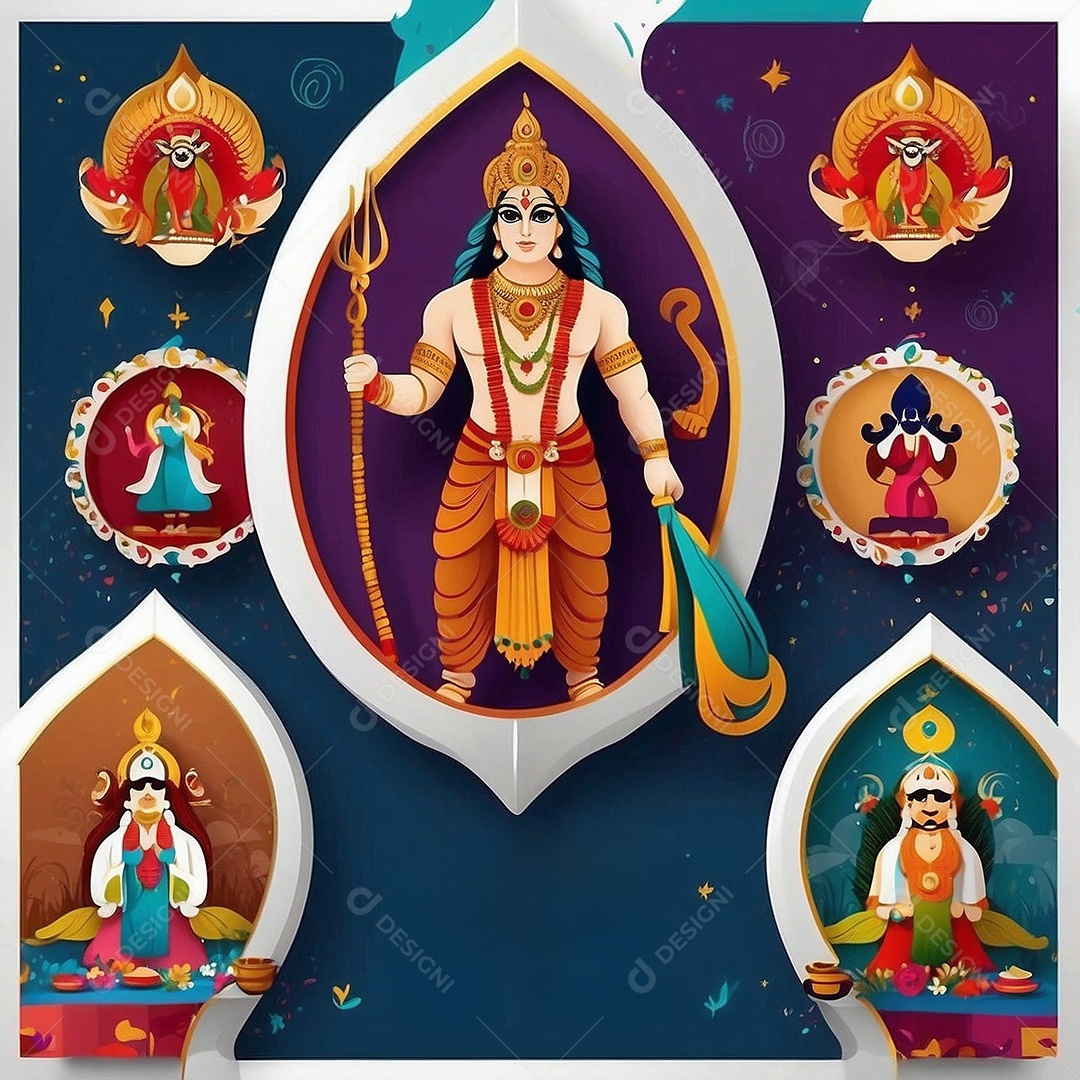 Plano de fundo do modelo ram navami para mídias sociais texto espacial IA generativa