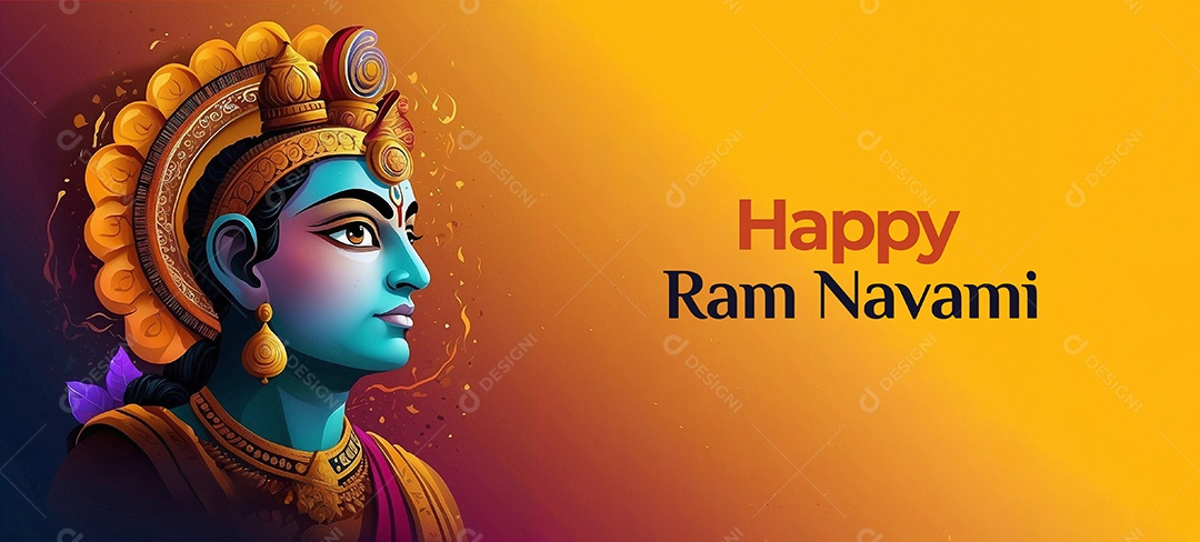 Plano de fundo do modelo ram navami para mídias sociais texto espacial IA generativa