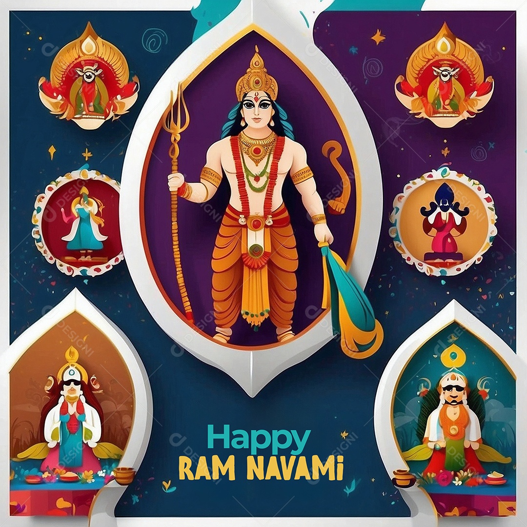 Plano de fundo do modelo ram navami para mídias sociais texto espacial IA generativa