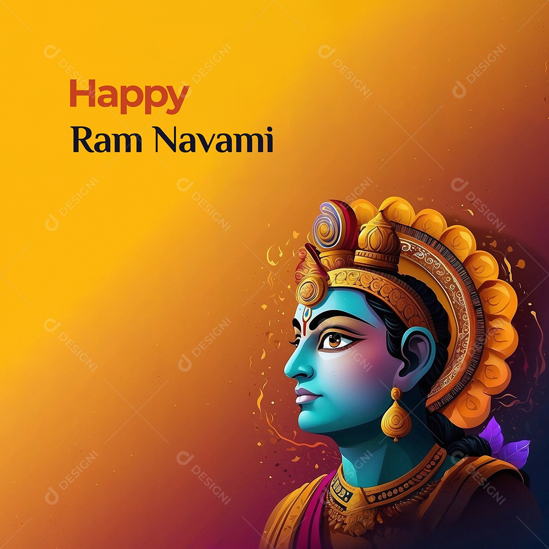 Plano de fundo do modelo ram navami para mídias sociais texto espacial IA generativa