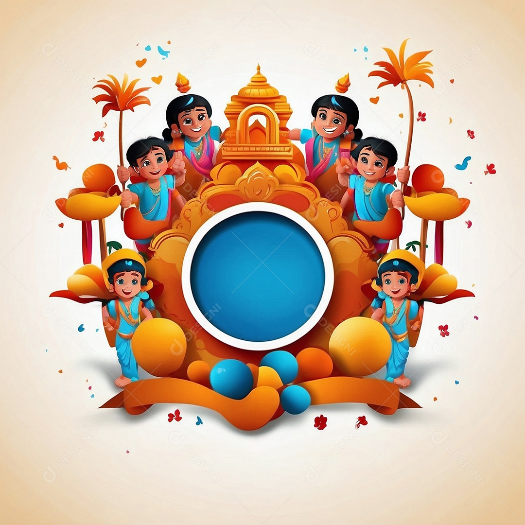 Plano de fundo do modelo ram navami para mídias sociais texto espacial IA generativa