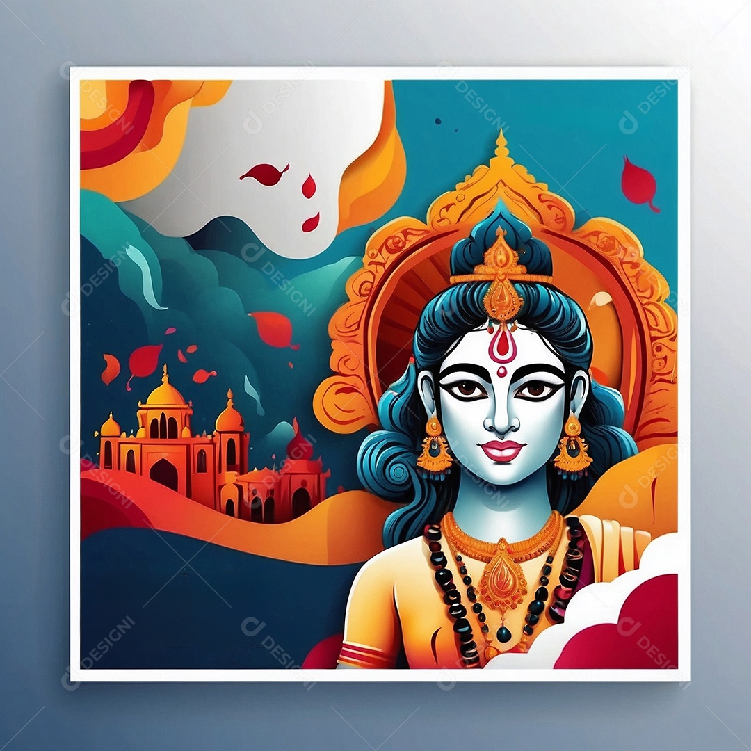 Plano de fundo do modelo ram navami para mídias sociais texto espacial IA generativa