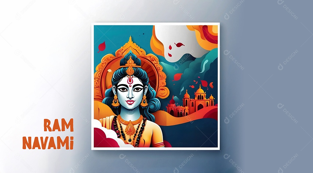 Plano de fundo do modelo ram navami para mídias sociais texto espacial IA generativa