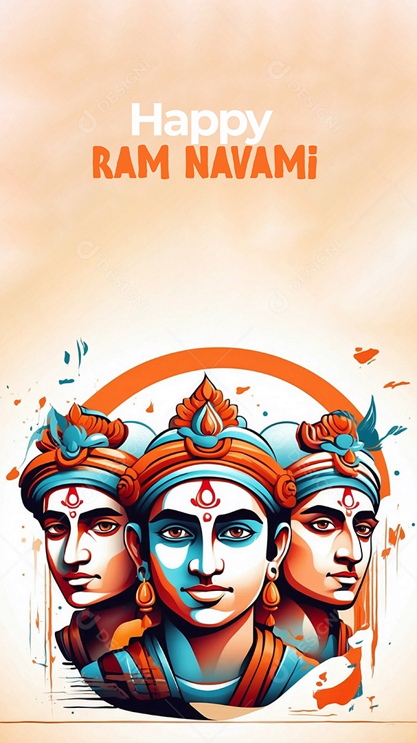 Plano de fundo do modelo ram navami para mídias sociais texto espacial IA generativa