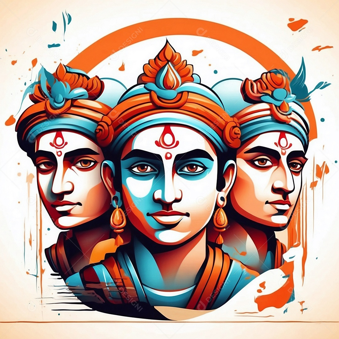 Plano de fundo do modelo ram navami para mídias sociais texto espacial IA generativa