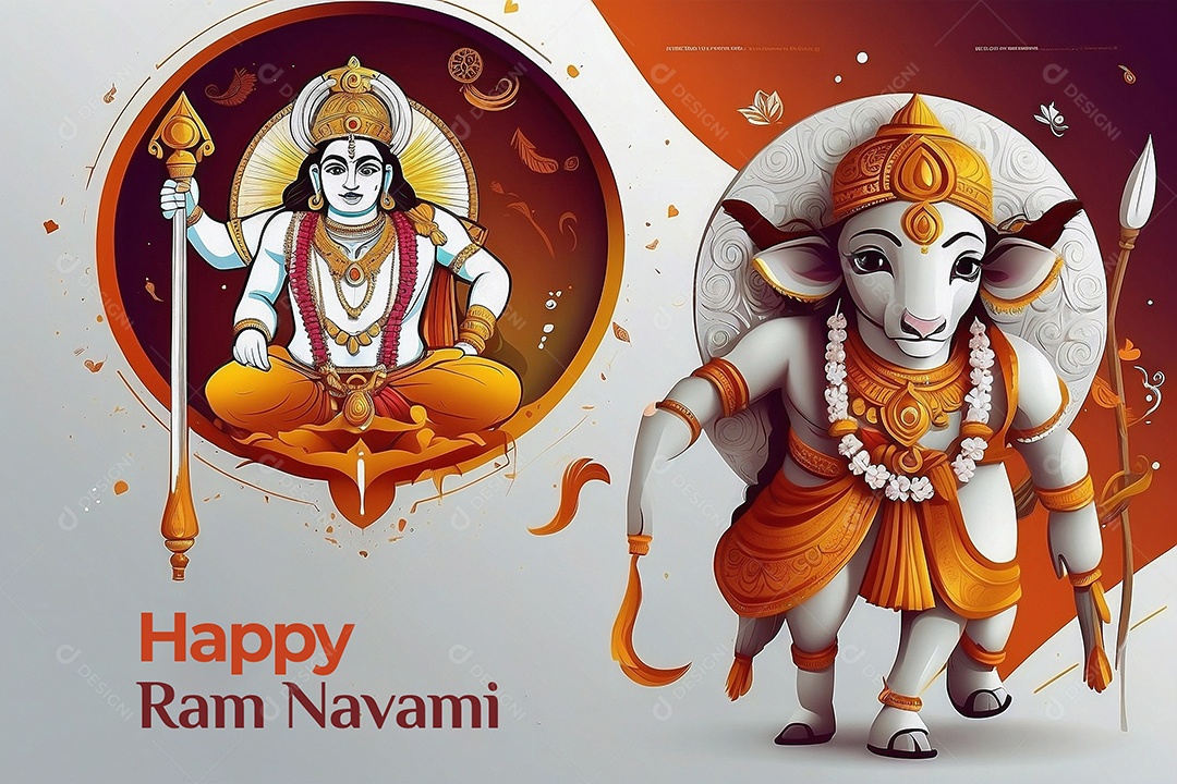 Plano de fundo do modelo ram navami para mídias sociais texto espacial IA generativa