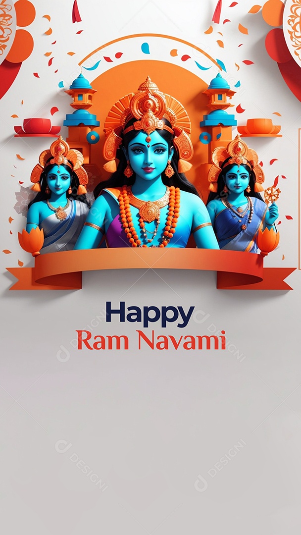 Plano de fundo do modelo ram navami para mídias sociais texto espacial IA generativa