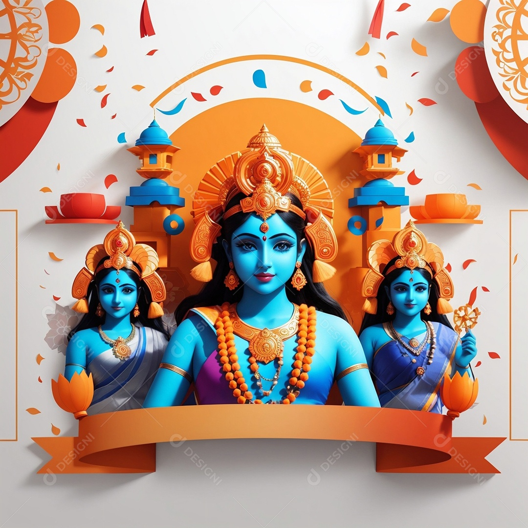 Plano de fundo do modelo ram navami para mídias sociais texto espacial IA generativa