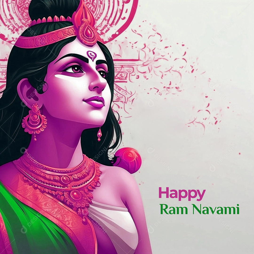 Plano de fundo do modelo ram navami para mídias sociais texto espacial IA generativa