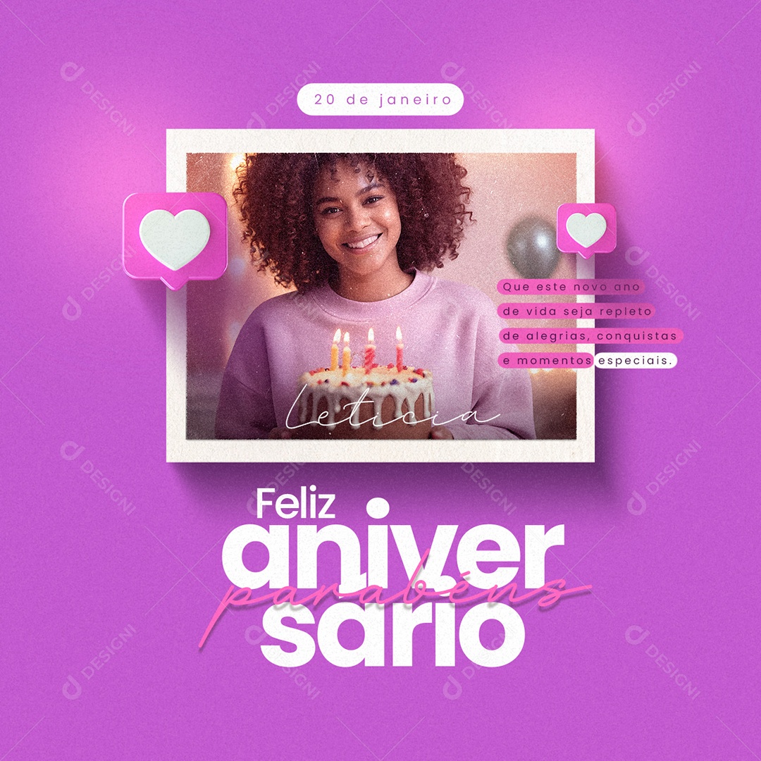 Feliz Aniversário Parabéns Social Media PSD Editável
