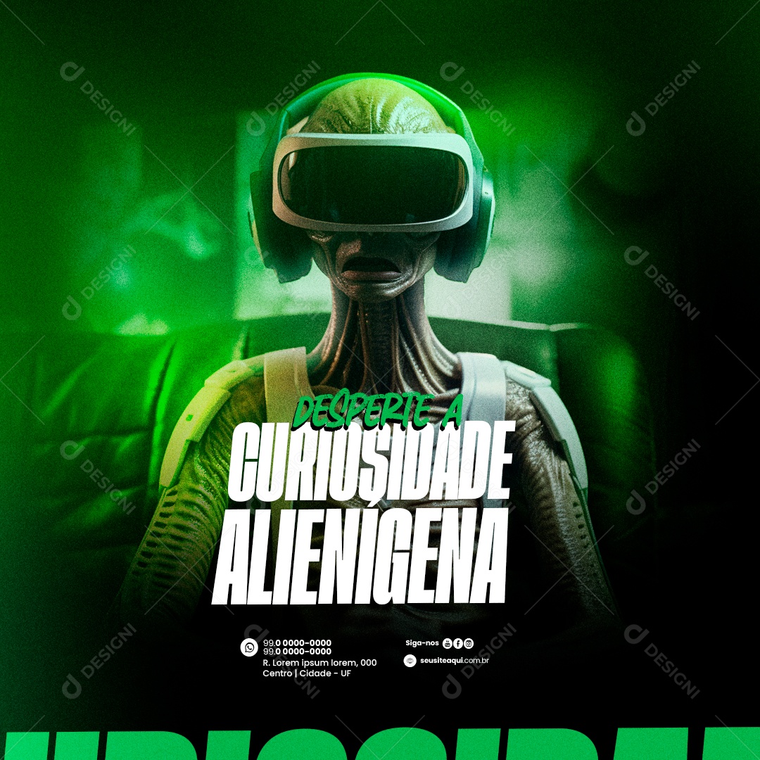 Marketing Digital Desperta a Curiosidade Alienígena Social Media PSD Editável