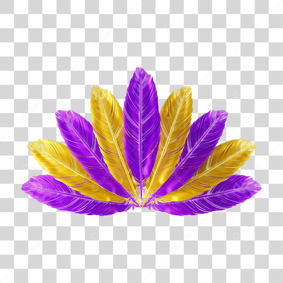 Elemento 3D Penas Enfeites de Carnaval Decorações PNG Transparente