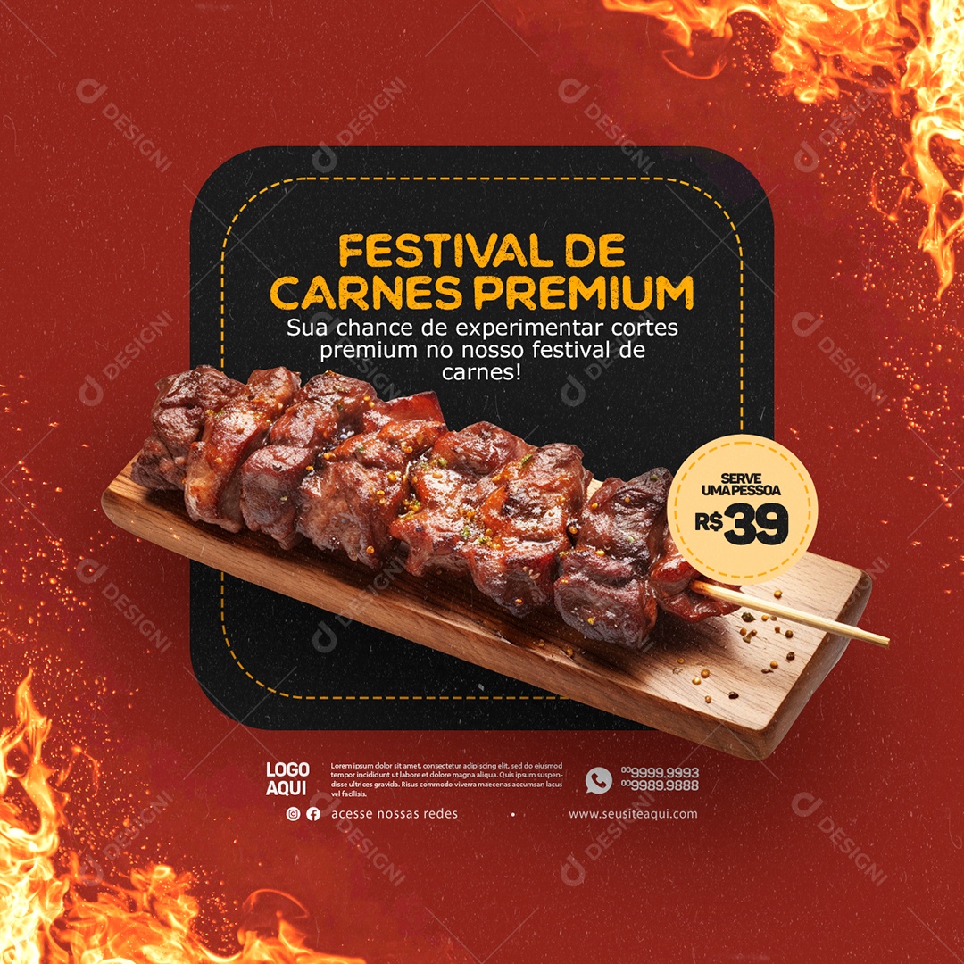 Churrascaria Festival de Carnes Premium Social Media PSD Editável