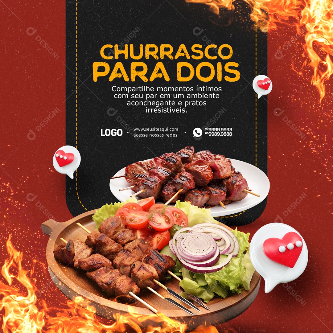 Churrascaria Churrasco para Dois Social Media PSD Editável