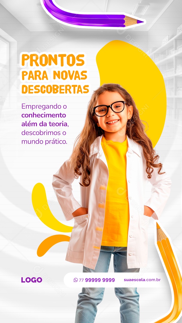 Story Volta às Aulas Prontos para novas Descobertas Social Media PSD Editável