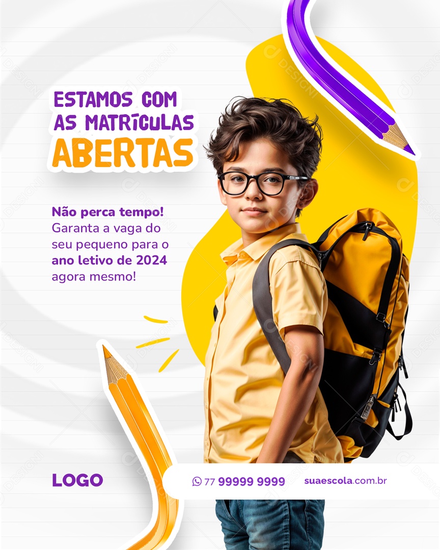 Volta às Aulas não Perca Tempo Social Media PSD Editável