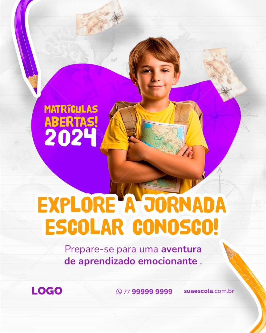 Back to School Open Enrollment 2024 Social Media PSD Editable