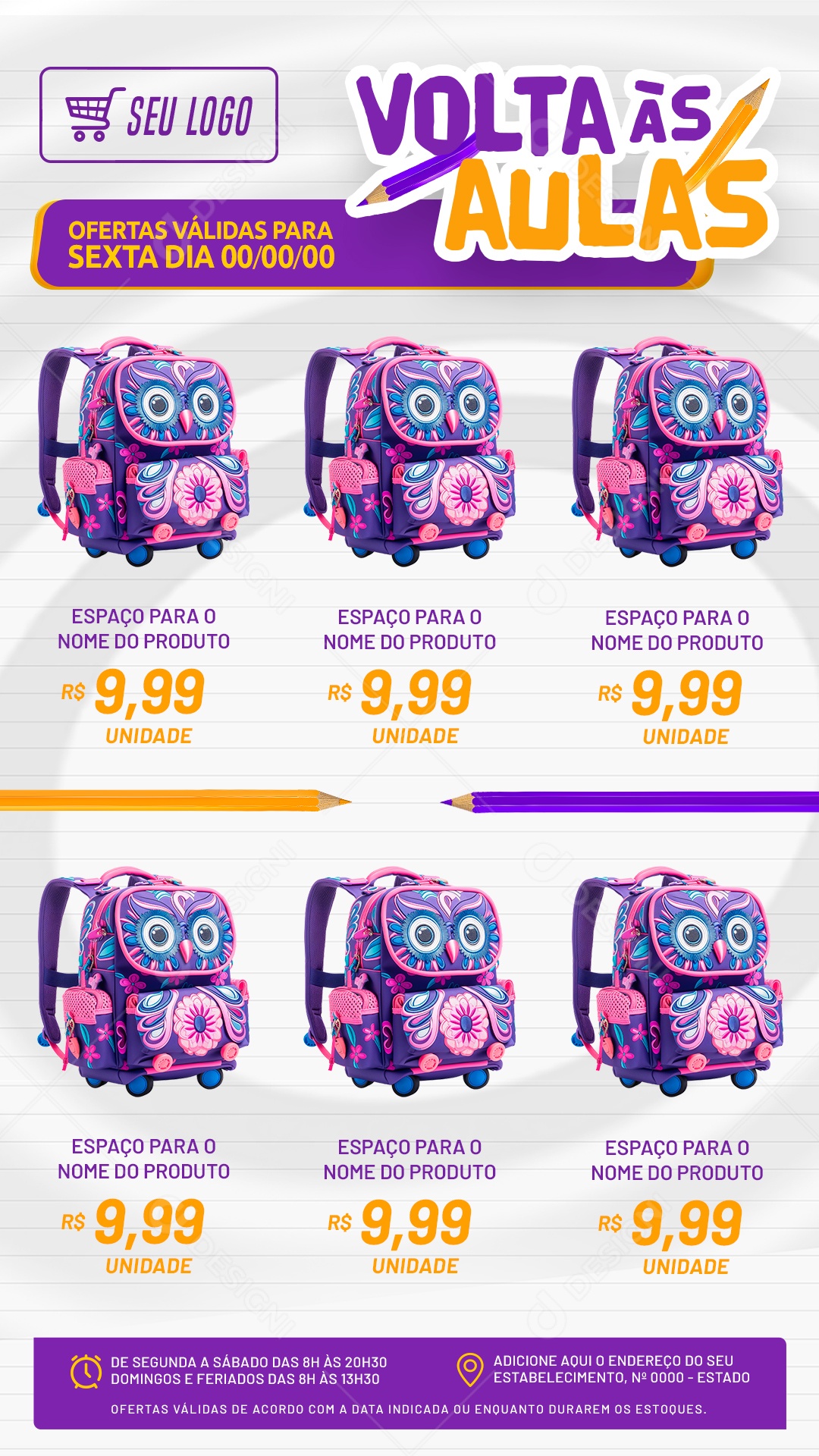 Story Volta às Aulas Ofertas V[alidas de Acordo com a Data Indicada Social Media PSD Editável