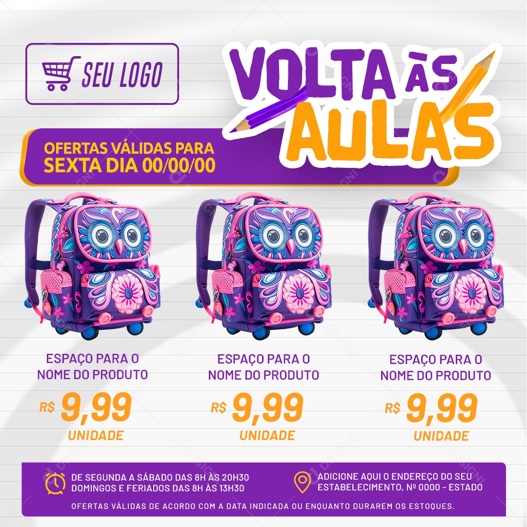 Feed  Volta às Aulas Oferta Social Media PSD Editável