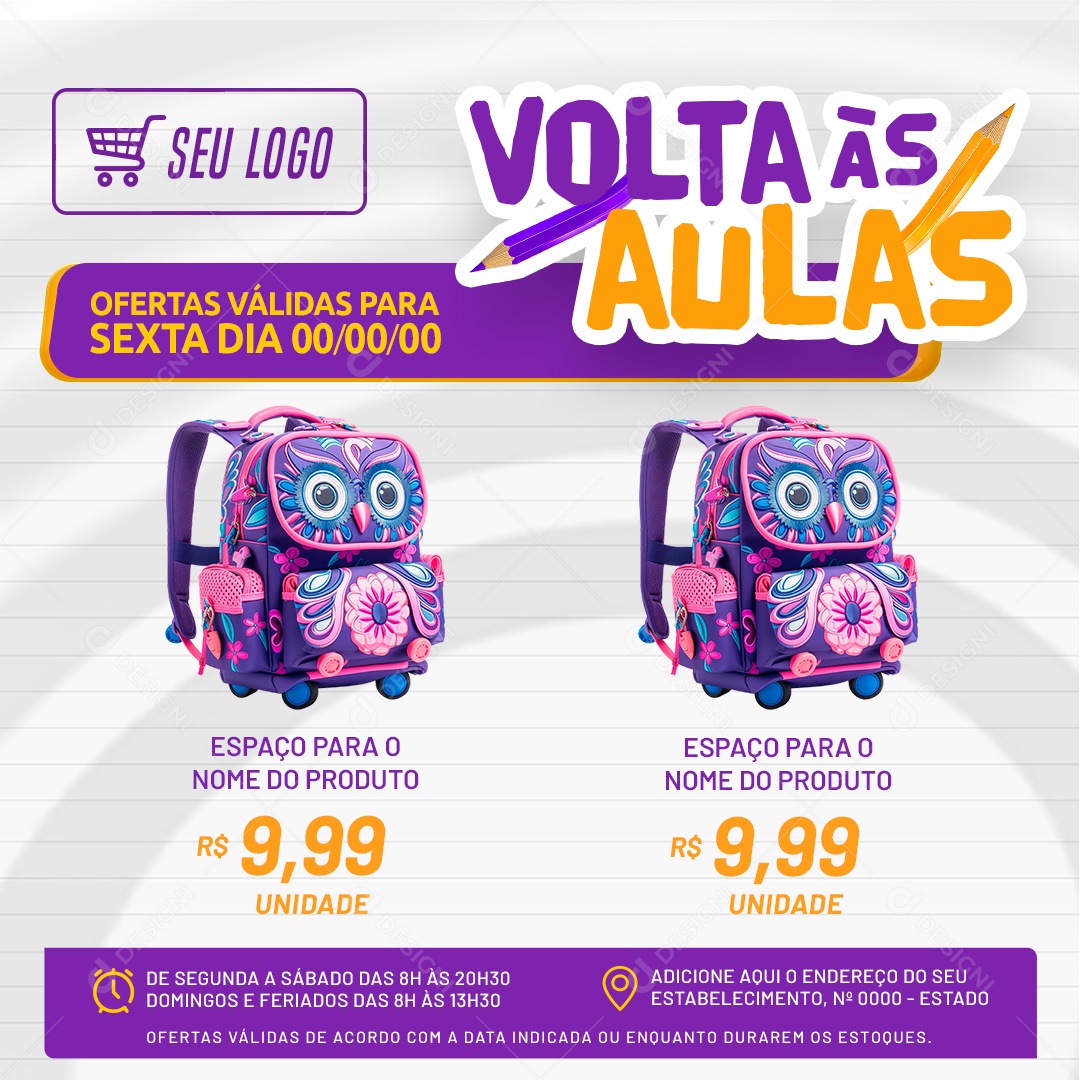 Feed Volta às Aulas Social Media PSD Editável