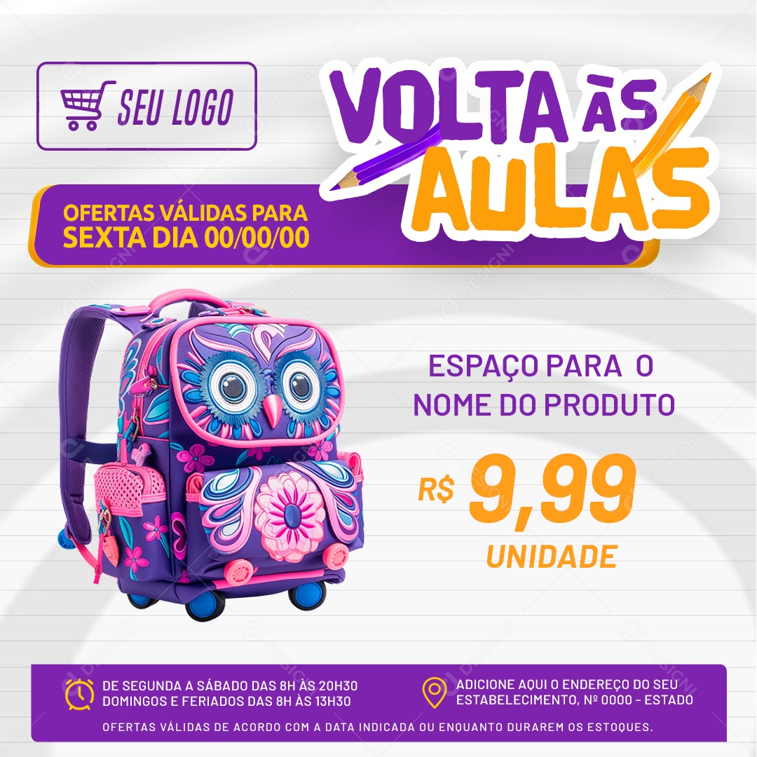 Feed Volta às Aulas Ofertas Válidas para Sexta Social Media PSD Editável