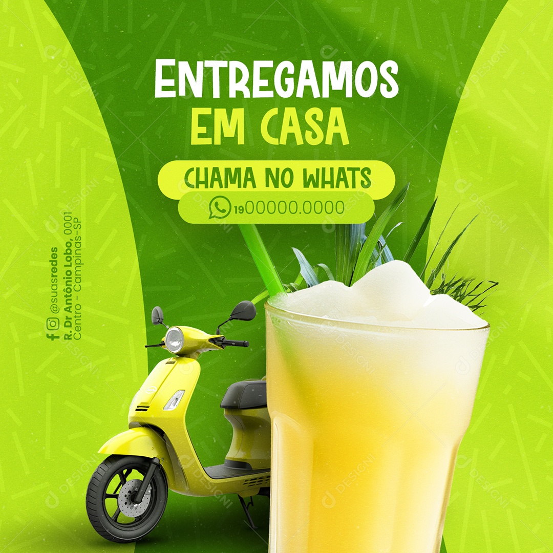 Garapeiro Entregamos em Casa Chama no Whats Social Media PSD Editável