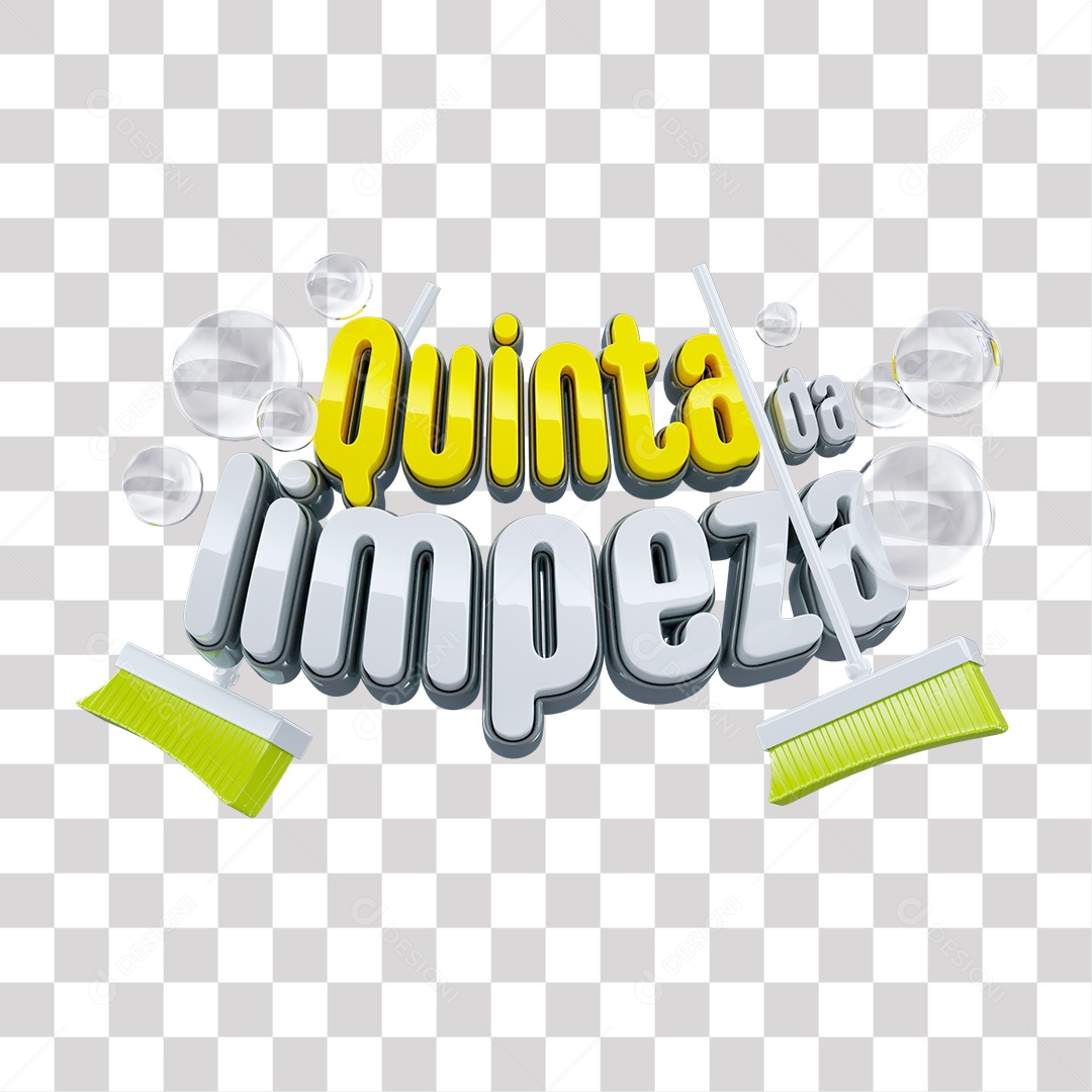 Quinta da limpeza Selo 3D Amarelo e Cinza para Composição PNG Transparente