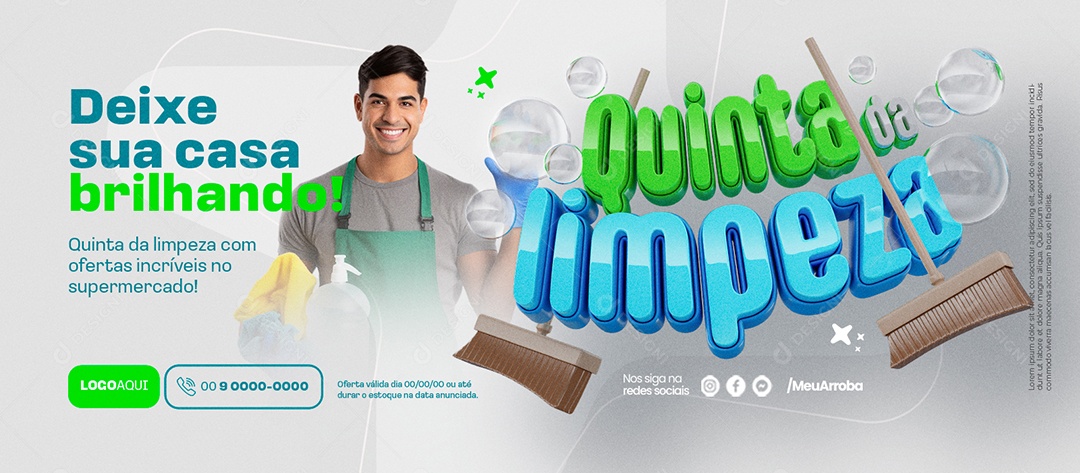 Banner Quinta da limpeza Deixe sua casa brilhando Social Media PSD Editável