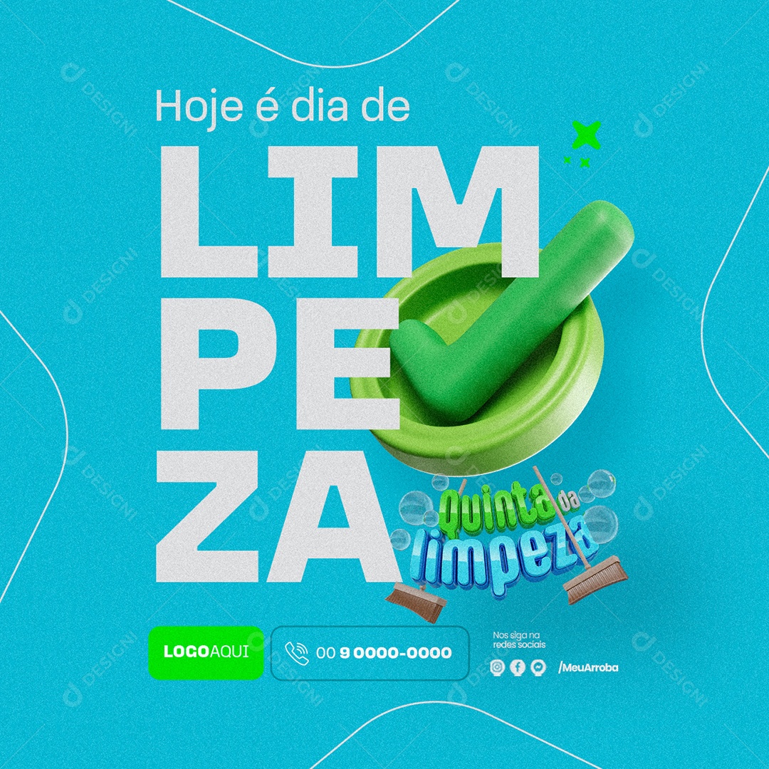 Quinta da limpeza Hoje é dia de Limpeza Social Media PSD Editável