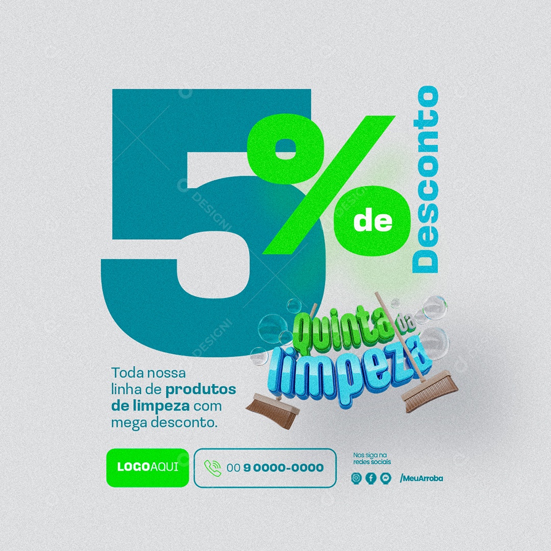 Quinta da limpeza 5% de Desconto produtos de limpeza Social Media PSD Editável
