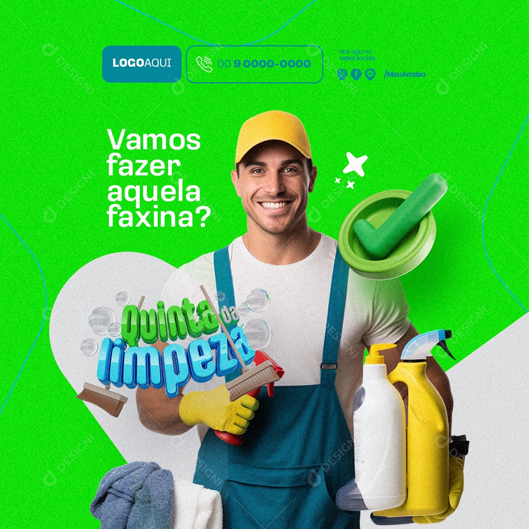 Quinta da limpeza Vamos fazer aquela faxina Social Media PSD Editável