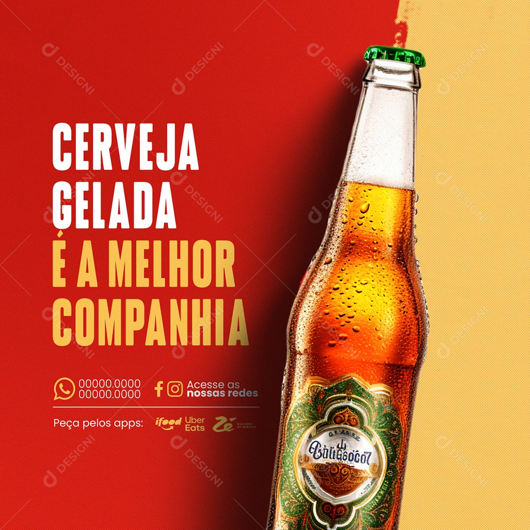 Adega Cerveja Gelada é a Melhor Companhia Social Media PSD Editável