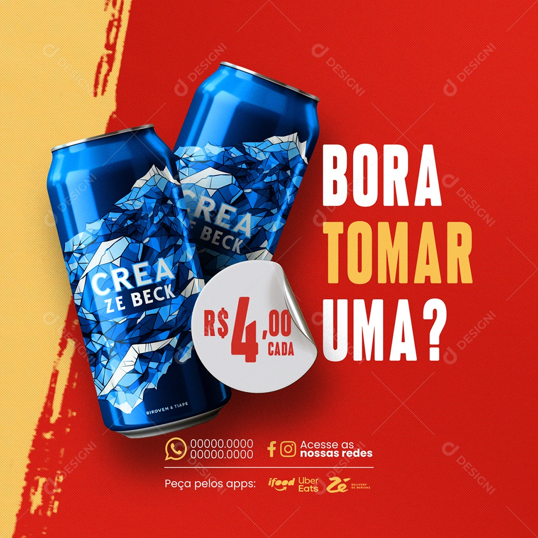 Adega Bora Tomar uma Crea Ze Beck Social Media PSD Editável
